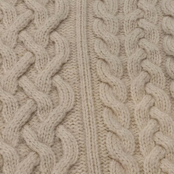 Aran Crafts Wool Fisherman Cable Knit Turtleneck Sweater, Vtg, Ivory, M - Picture 6 of 9